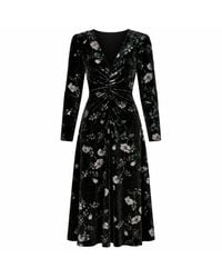 Traffic People - Swan Song Metallic Floral Long Sleeve Blain Midi Dress - Lyst