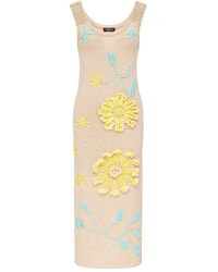 Andreeva - Neutrals Butter Daisy Knit Dress With Handmade Embroidery - Lyst