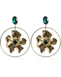 Laura Gray - Hayden Emerald Flower Hoop Earrings - Lyst