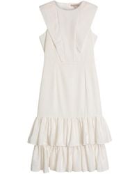 Niza - Mai Midi Dress With Round Neckline And Ruffles - Lyst