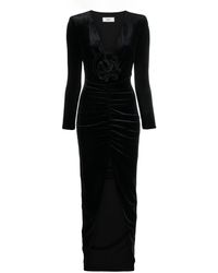 Nissa - Floral-Detailing Velvet Dress - Lyst