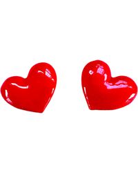 The Pink Reef - Oversized Puff Heart Stud - Lyst