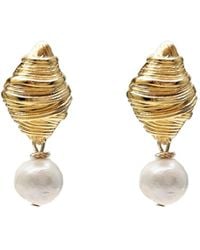 Farra - Freshwater Pearl Dangle Stud Earrings - Lyst