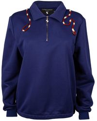 Laines London - Laines Couture Navy Quarter Zip Sweatshirt With Embellished Red Wrap Around Snake - Lyst
