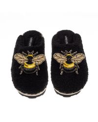 Laines London - Teddy Closed Toe Slippers With Double Honeybee Brooches - Lyst