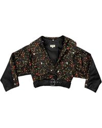 Zasta Studio - Toxic Garden Embroidered Crop Leather Jacket - Lyst