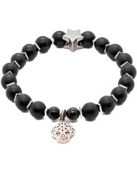 Ebru Jewelry - Sterling Sugar Skull Charm Onyx Stone Beaded Bracelet - Lyst