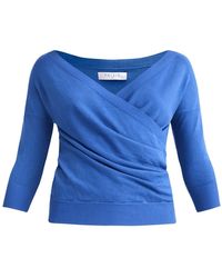 Paisie - Knitted Wrap Top Sleeves In Royal - Lyst
