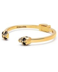 Nialaya - Golden Skull Bangle - Lyst