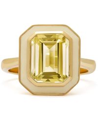 Augustine Jewels - Citrine And Cream Enamel Cocktail Ring - Lyst