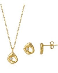 Spero London - Dripping Molten Natural Textured Sterling Authentic Pendant Necklace & Earring Set - Lyst