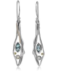 Isla Silver - Riviera Drop Earrings With Topaz & Pearl - Lyst