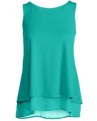 Conquista - Teal Layered Asymmetrical Top In Viscose-polyester-elastane Jersey Blend - Lyst