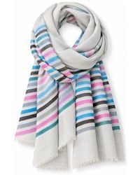 Stovaria - Ivory Stripe Cashmere Scarf - Lyst
