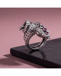 Unaloe - Sterling Snake Ring With Natural Rubies – Serpent Statement Ring, Luxury Italian Artisan Jewelry For - Lyst