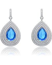 Genevive Jewelry - Sterling Plated With Topaz Cubic Zirconia Teardrop Earrings - Lyst