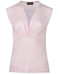 Conquista - Pale Rose Sleeveless V-Neck Fitted Top – Soft Viscose-Blend Fabric - Lyst