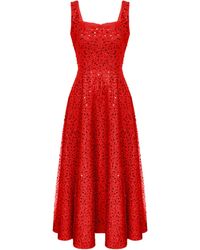 POST MERIDIEM - Embellished Midi Dress With Sequins & Beads - Lyst