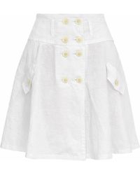 Conquista - Button-Front A-Line Cotton Skirt - Lyst