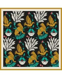 Artemis Muse - Regal Doves & Lions & Colourful Luxury Silk Scarf - Lyst