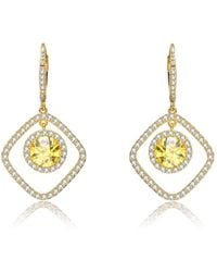 Genevive Jewelry - Cz Sterling Plated Square Drop Earrings - Lyst