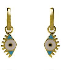 Ebru Jewelry - Vermeil Hoop & Enamel Protection Evil Eye Dangle Earrings - Lyst