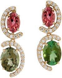 Artisan - Multi Tourmaline & Diamond Drop Earrings - Lyst