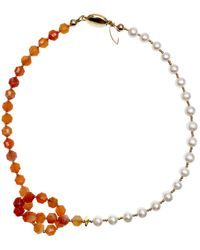 Farra - Knotted Agate With Freshwater Pearl Short Necklace - Lyst