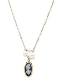 Vintouch Italy - Lilith Gold-plated Black Cameo And Pearl Necklace - Lyst