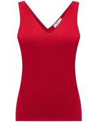 Peraluna - Ruby Top V-Neck Fine Knit Tank Top - Lyst