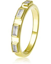 Genevive Jewelry - Rachel Glauber Plated Baguette Cubic Zirconia Band Ring - Lyst