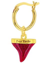 True Rocks - Red & 18kt Gold Plated Mini Sharkstooth Charm On Gold Hoop - Lyst