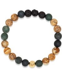 Nialaya - S Wristband With Jasper, Lava Stone, Matte Aquatic Agate And Gold - Lyst