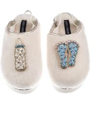 Laines London - Neutrals Flatform Cloud Closed Toe Slippers With New Baby Boy Brooches - Lyst