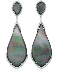 Artisan - Designer Dangle Earrings Mother Of Pearl Diamond 18k Gold - Lyst