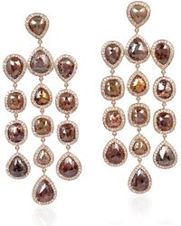 Artisan - Ice Diamond Chandelier Earrings 18k Solid Rose Gold Jewelry - Lyst