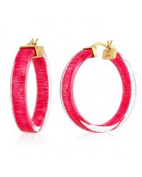 Gold & Honey - Flat Illusion Diamond Cut Lucite Hoop Earrings - Lyst