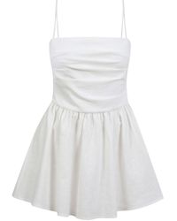 House of Ika - Draped Pleat Linen Mini Dress - Lyst