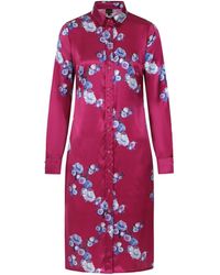 Sophie Cameron Davies - Berry Peony Silk Midi Dress - Lyst