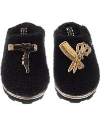 Laines London - Teddy Closed Toe Slippers With Hairdresser Brooches - Lyst