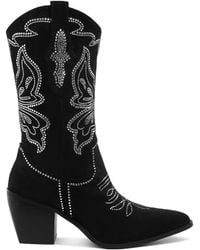 Rag & Co - Latafa Rhinestones Embellished Cowboy Boots - Lyst