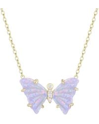 KAMARIA - Opal Butterfly Necklace With Prongs - Lyst