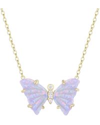 KAMARIA - Opal Butterfly Necklace With Prongs - Lyst