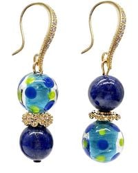 Farra - Lapis Lazuli And Colorful Glass Bead Hook Drop Earrings - Lyst