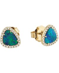 Artisan - Opal Doublet & Diamond Stud Earrings - Lyst