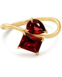 Belinda Jewelz - Garnet Wavy Toi Et Moi Birthstone Ring - Lyst