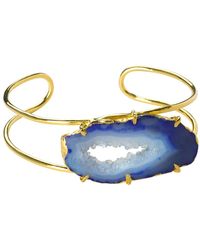 YAA YAA LONDON Cobalt Blue Gemstone Deep Love Gold Cuff Bracelet - Multicolour