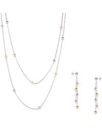 Spero London - Dorica Sterling Multi Bead Drop Earrings And Double Layer Necklace Set - Lyst