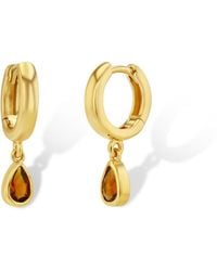 Jewelbird - Madeira Citrine Pear Drop Huggies - Lyst