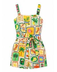 Yumi' - Multicolour Cotton Postcard Print Playsuit - Lyst